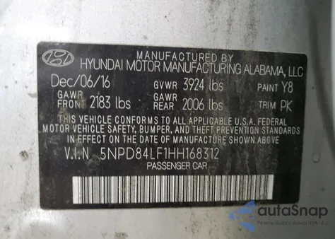 2017 Hyundai Elantra Se from USA, damaged, VIN 5NPD84LF1HH168312